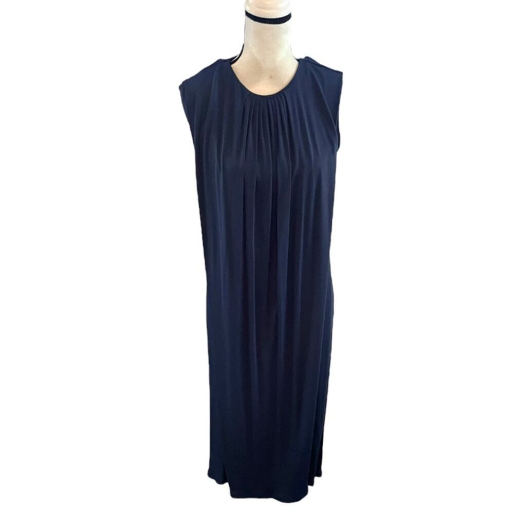 Salvatore Ferragamo Sleeveless Cocktail Dress Navy Blue Size Small Quiet Luxury View 2